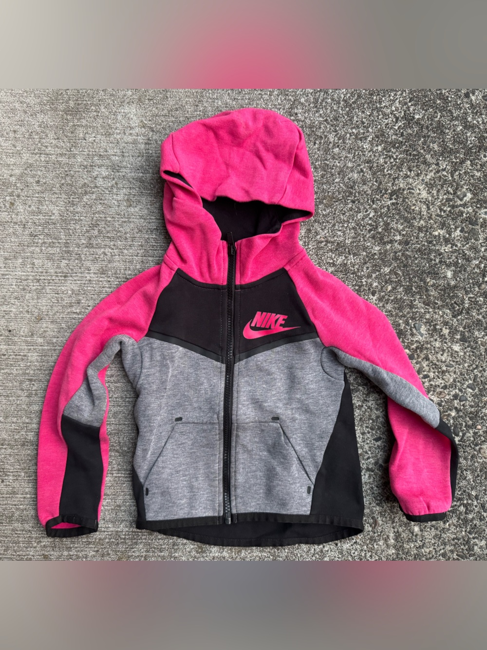Nike Tech Fleece Hoodie Kids 3T Pink/gray Fleece Hooded Jacket Sweatshirt